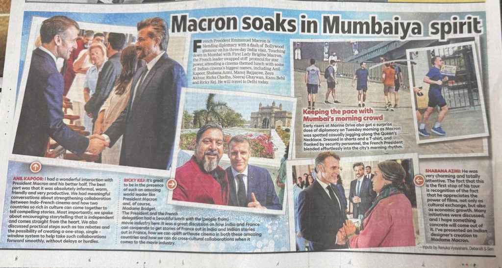 Macron soaks in Mumbayia spirit